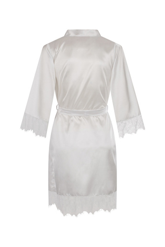 Gloria Szlafrok damski z koronką ByShelly - biały