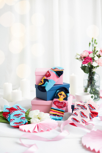 K89S Super Mama Skarpetki stopki Italian Fashion - granat/kolory