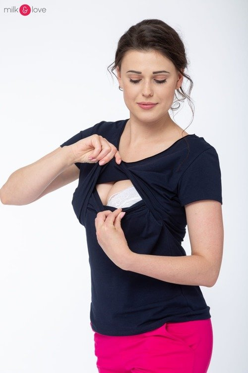 Bluzka ciążowa i do karmienia Night & Day - góra od piżamy Milk&Love granatowa