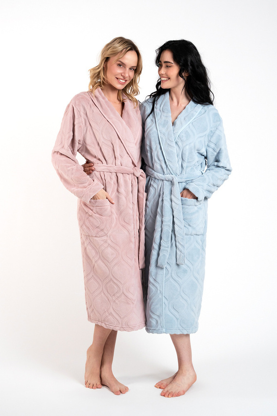 Morena Szlafrok damski polarowy Іtalian Fashion -  pudrowy róż 