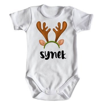 "Synek" body świąteczne krótki rękaw do zestawu MAMA TATA SYN Moocha biały
