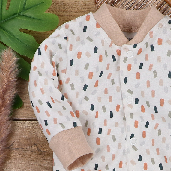 ABN-5326 Pajacyk z bawełny organicznej Nini kremowy 