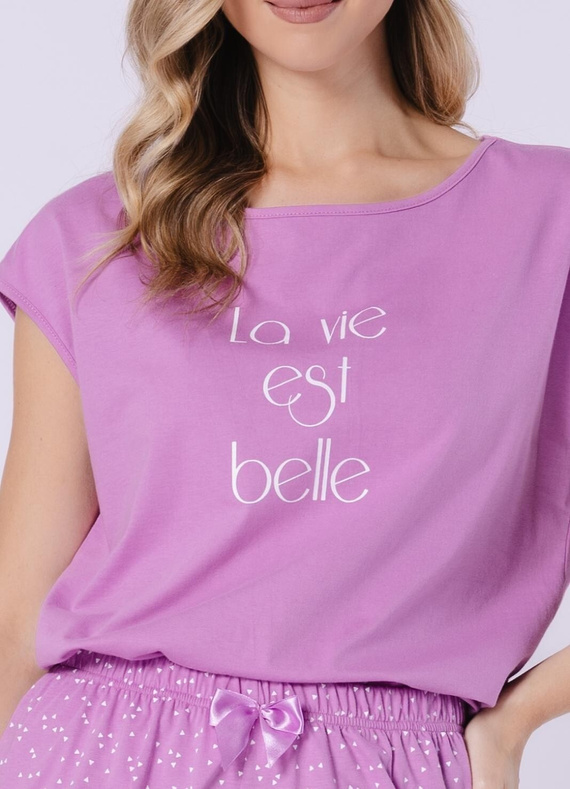 Rafaella Leveza 1715 fioletowy – bawełniana piżama damska z szortami, lekka i wygodna