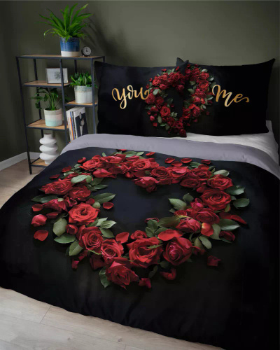 5287 A Holland Pościel bawełniana Ty i Ja You and Me Detexpol czarny