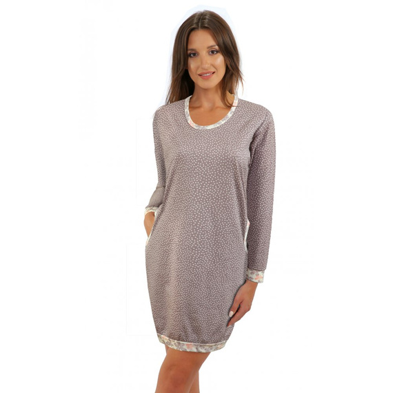 Awa Long Koszula nocna Sesto Senso beżowy kropki