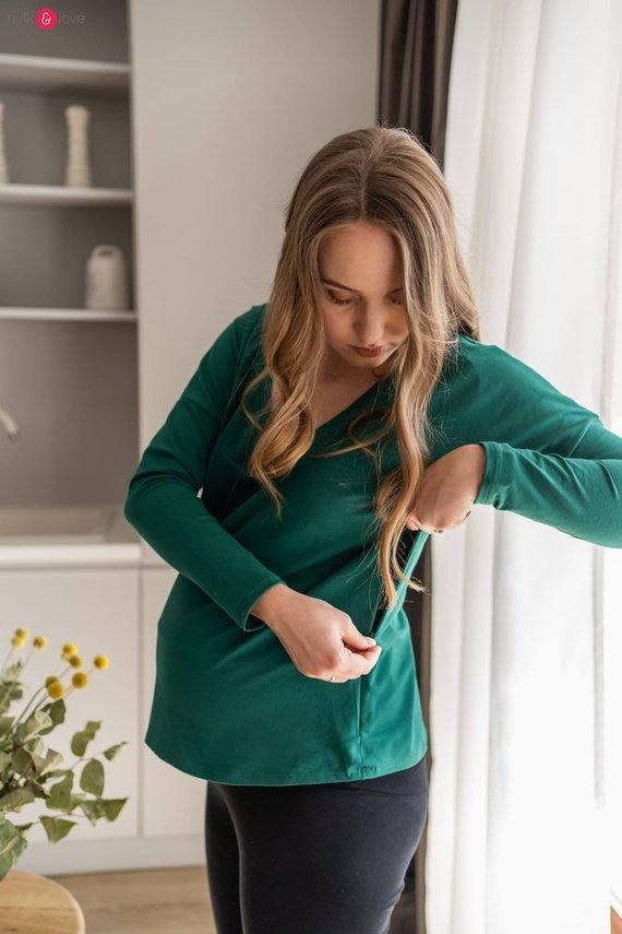 Two Ways bluzka ciążowa i do karmienia dwustronna Milk&Love butelkowy zielony