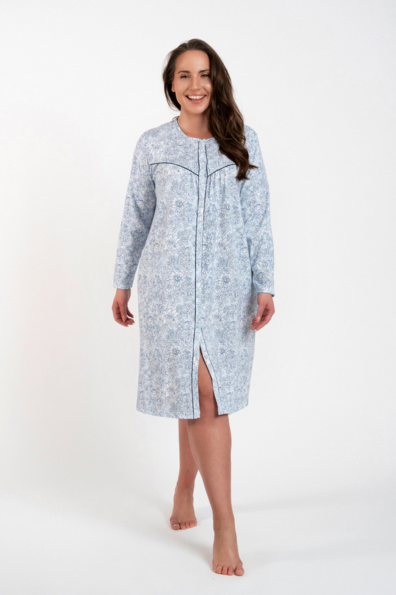 Talita rozpinana koszula nocna Italian Fashion - druk niebieski