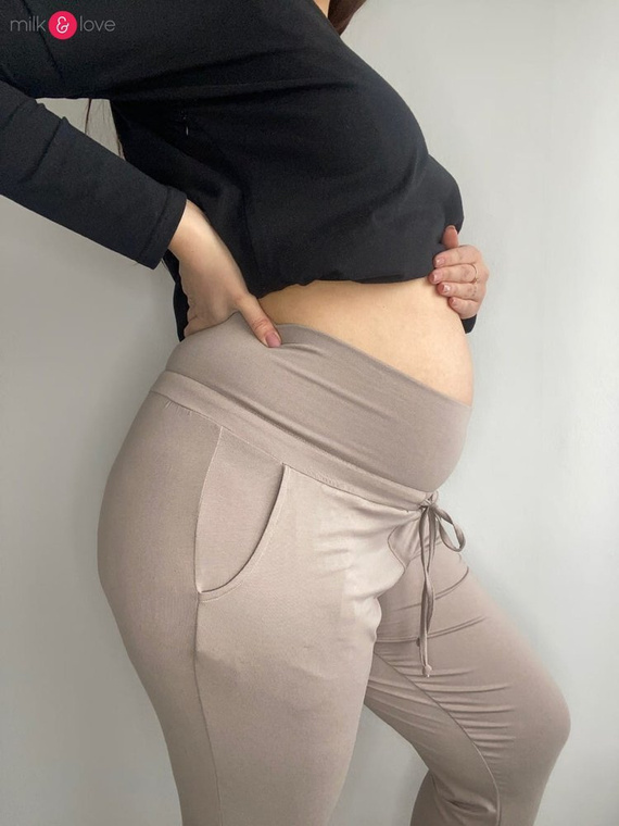 Spodnie ciążowe joggersy Milk&Love beżowy