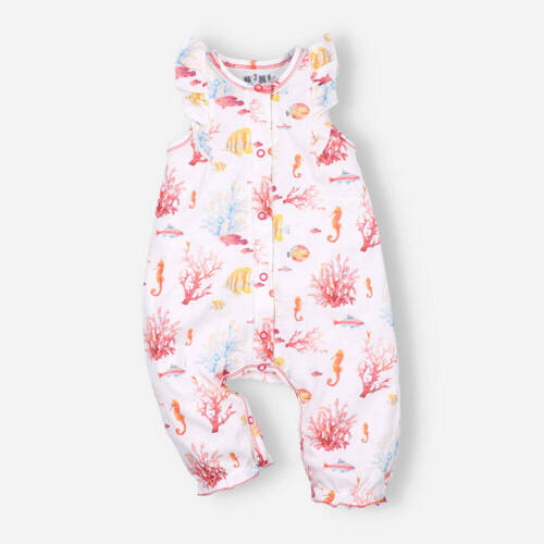 ABN-3021/MOR Ocean Spodnie ogrodniczki z bawełny organicznej Nini różowy