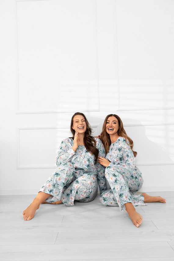 Piżama damska Sekwoja – bawełna, długi rękaw i spodnie, kwiatowy wzórItalian Fashion  