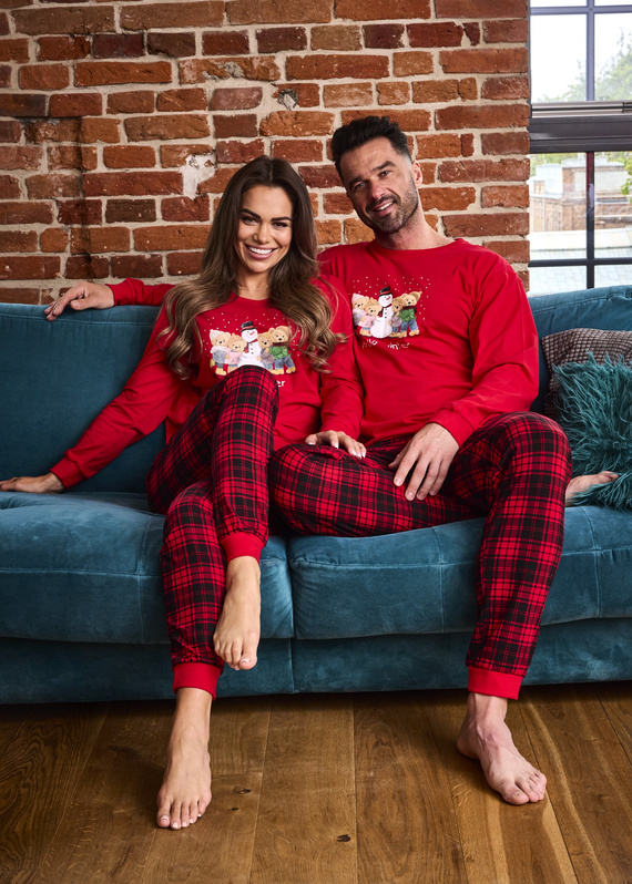 115/289 Winter Piżama męska Cornette – świąteczna, czerwona, bawełna, długi rękaw