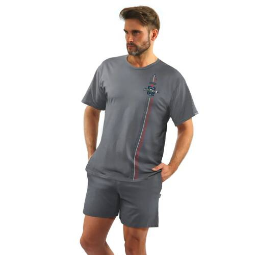 2404 Military Piżama Męska krótki rękaw, spodenki Sesto Senso grafitowy
