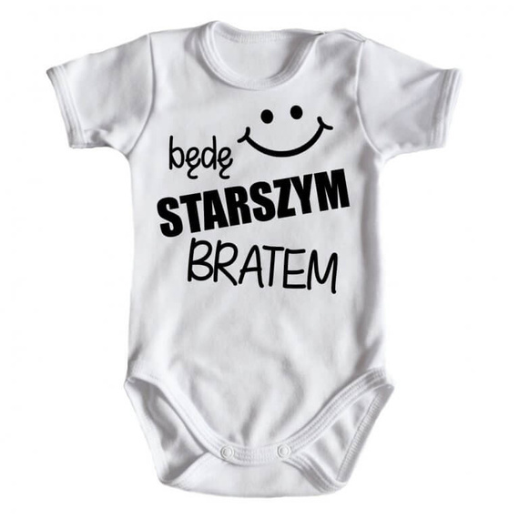 "Będę STARSZYM bratem v2" Body krótki rękaw Moocha czarny
