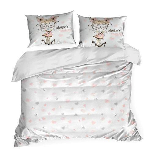 Kids 06 Pościel Bawełniana Desing 91 biała pudrowa szara