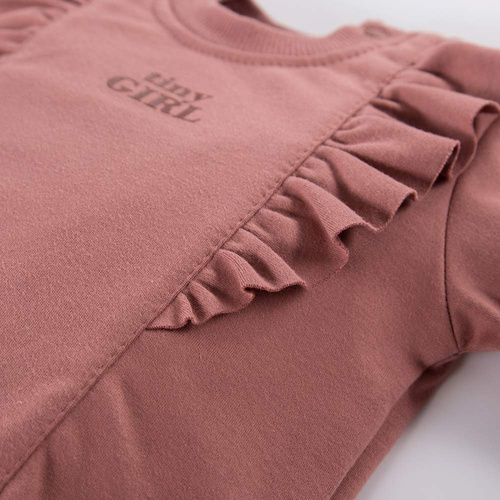 Daisy Bluza dziewczęca z falbanką Eevi - ciemny róż