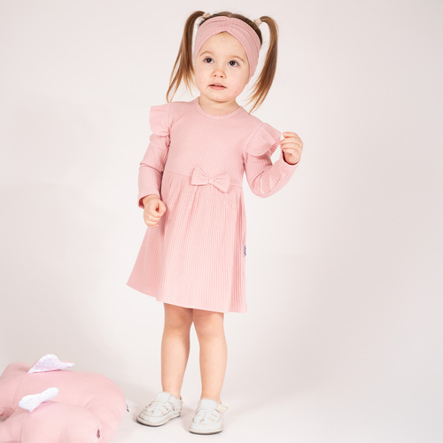 213160 Nelly Sukienko-body z długim rękawem Nicol - różowy