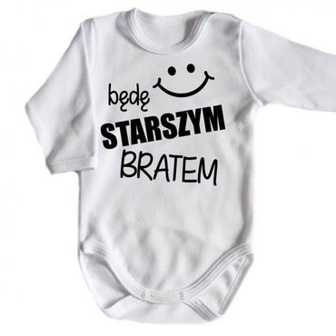 "Będę STARSZYM bratem v2" Body długi rękaw Moocha biały