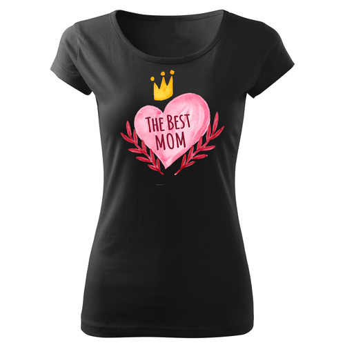 SKU D043 "The best mom" koszulka damska Moocha czarny