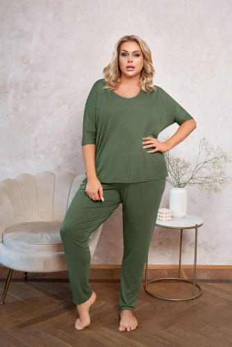 Paramo Komplet Damski krotki rękaw, dł. spodnie Italian Fashion - khaki