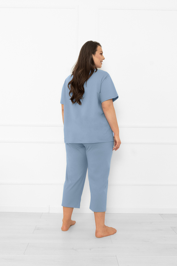 Piżama damska Ksara – krótki rękaw, spodnie 3/4, bawełna Italian Fashion - stalowy 