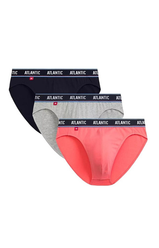 3MP-200  Slipy męskie Atlantic -  granatowy-koralowy-szmaragdowy