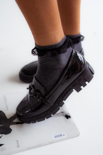 0897 Skarpety damskie z koronką Milena - ciemny melanż