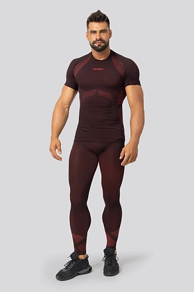 Brubeck Breeze 2.0 męska koszulka termoaktywna Nilit Breeze krótki rękaw Black/Red