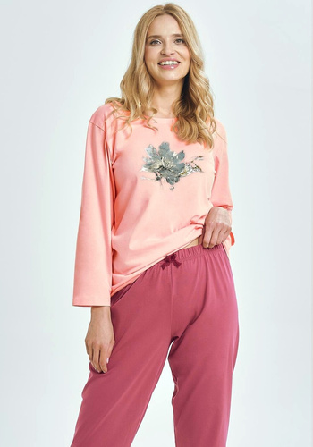 Patricia 3460 Piżama damska Taro  morelowa bawełna rękaw 7/8