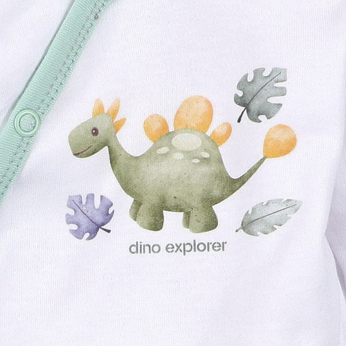 ABN-5562 Dino Explorer Body kopertowe Nini biały | Bawełna organiczna dla noworodka