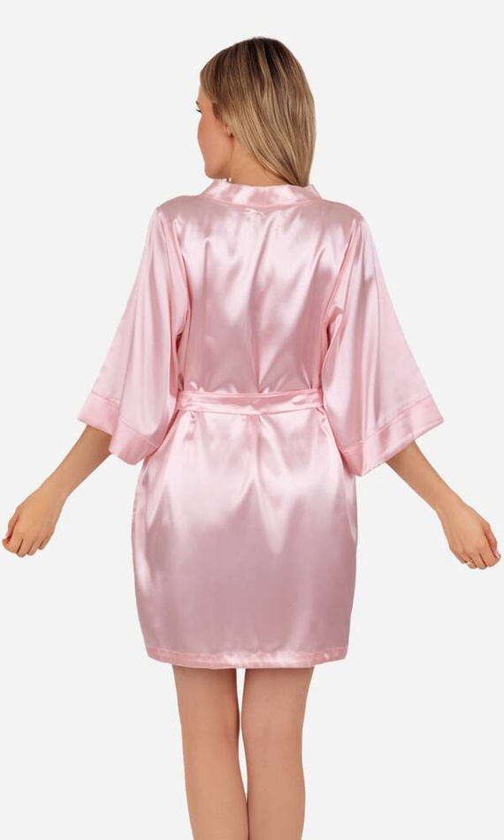 Vesna Szlafrok damski satynowy ByShelly - jasny róż