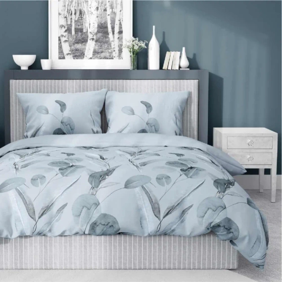 4691 B Pościel bawełniana kwiaty Detexpol błękitny