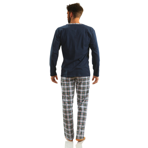 Jasiek Piżama Męska długi rękaw długie spodnie Sesto Senso - granatowy