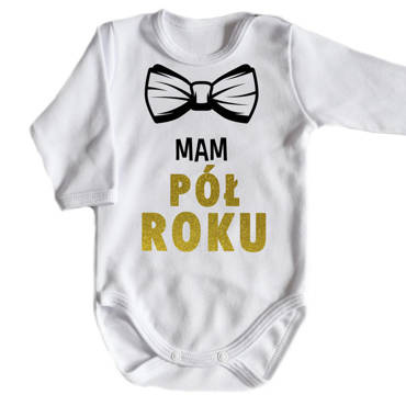 "MAM PÓŁ ROKU" Body długi rękaw Moocha biały