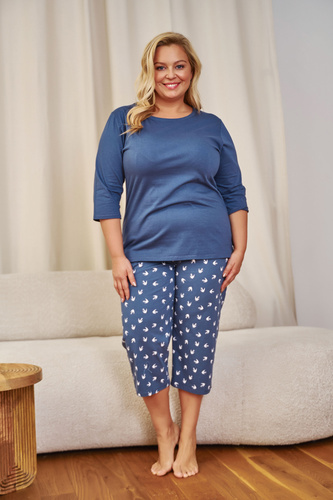 7264 Piżama Damska Plus Size Doctor Nap - deep blue