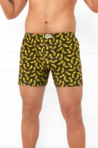 Maksym – luźne bokserki męskie z nadrukiem ogórków | Italian Fashion