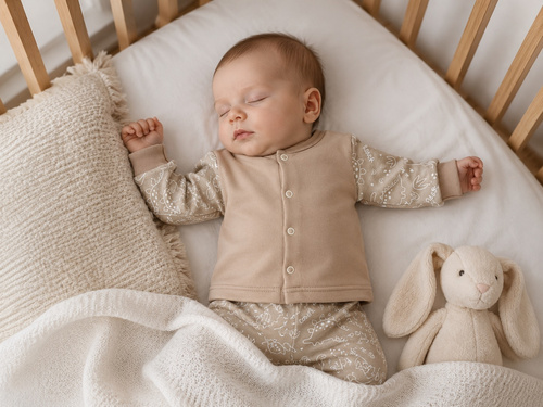 Mamatti KA16510 Kaftan Niemowlęcy Bawełniany Długi Rękaw Napy Beżowy