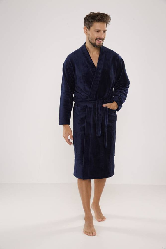391 Hugo szlafrok męski De lafense - granatowy