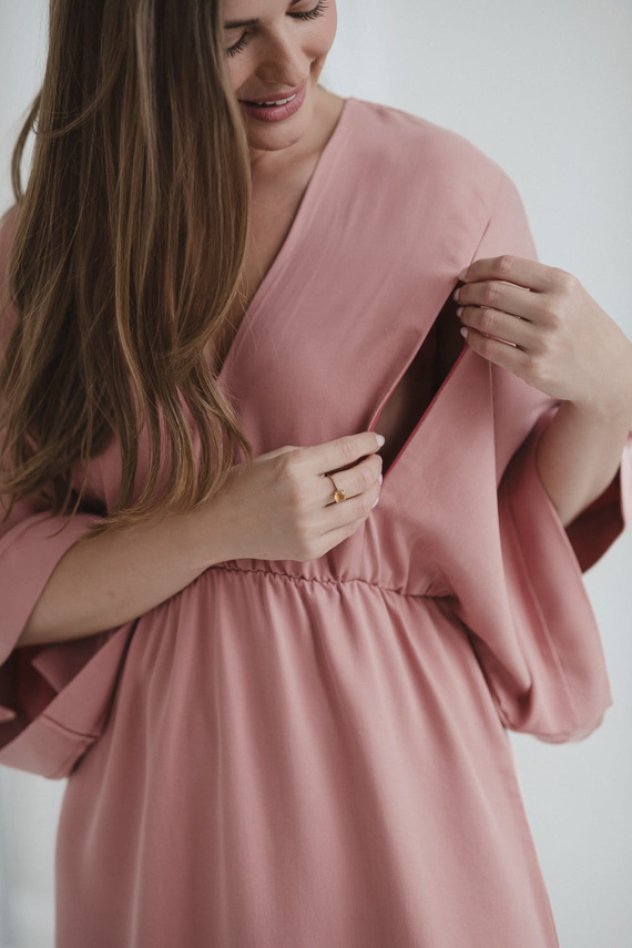 Mama Zen Milk&Love herbal rose – sukienka ciążowa i do karmienia z Tencelu