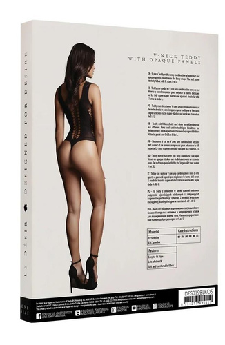 Body DES019 Le Désir Czarne Body z Wycięciami i Dekoltem S-L, XL-4XL
