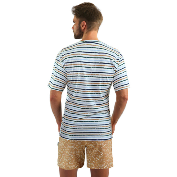 2651/03 Piżama Męska krótki rękaw, spodenki Sesto Senso - beżowy