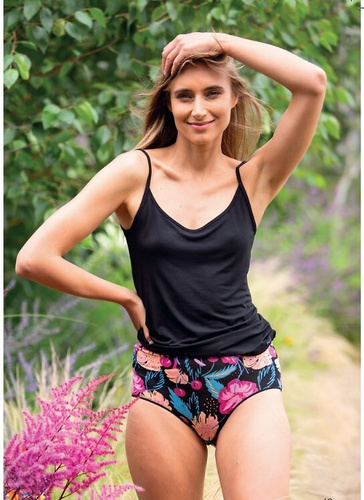 Figi maxi bikini bambusowe LPF 516 Key czarny-fuksja – miękkie i oddychające