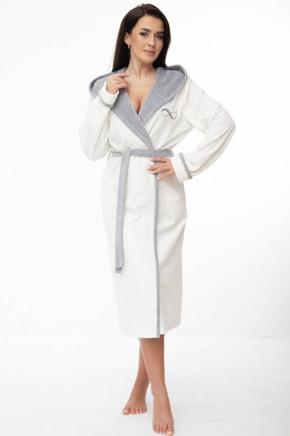 FR-363 Szlafrok damski bawełniany Dorota - ecru