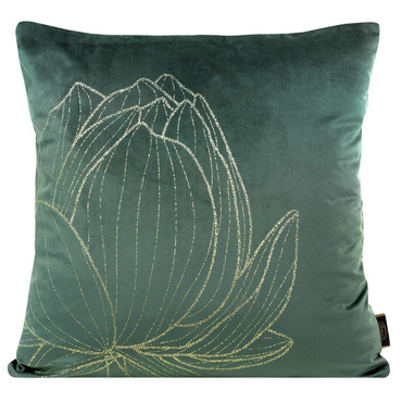 Blink 19 Poszewka dekoracyjna welwetowa kwiat lotosu Eurofirany ciemnomiętowa