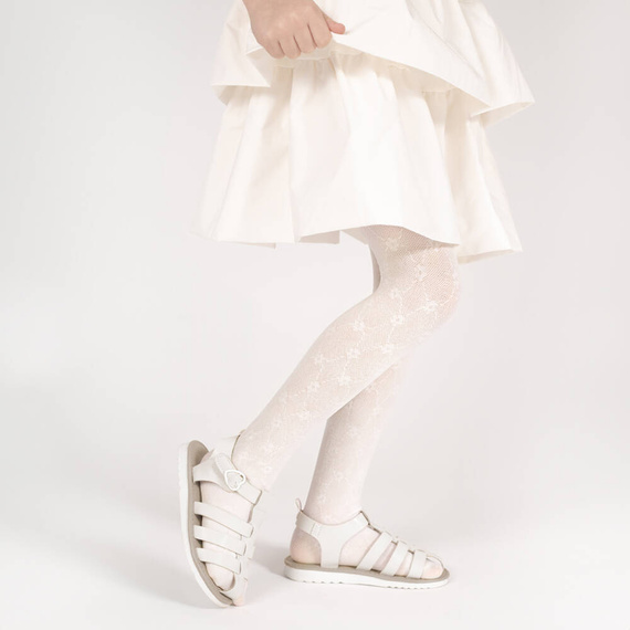 141801 Rajstopy żakardowe W1 Nicol - kremowy