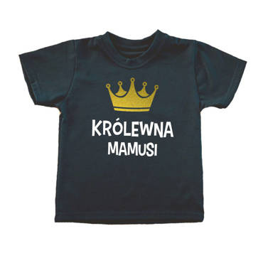 "KRÓLEWNA MAMUSI" Koszulka dziecięca krótki rękaw Moocha czarny