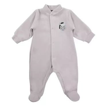 "Baby Love" Pajac welurowy z naszywką Ewa Klucze - szary