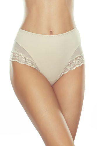 Figi Vensa Eldar beżowe– wyszczuplające, wysoki stan, mikrofibra i koronka, eleganckie