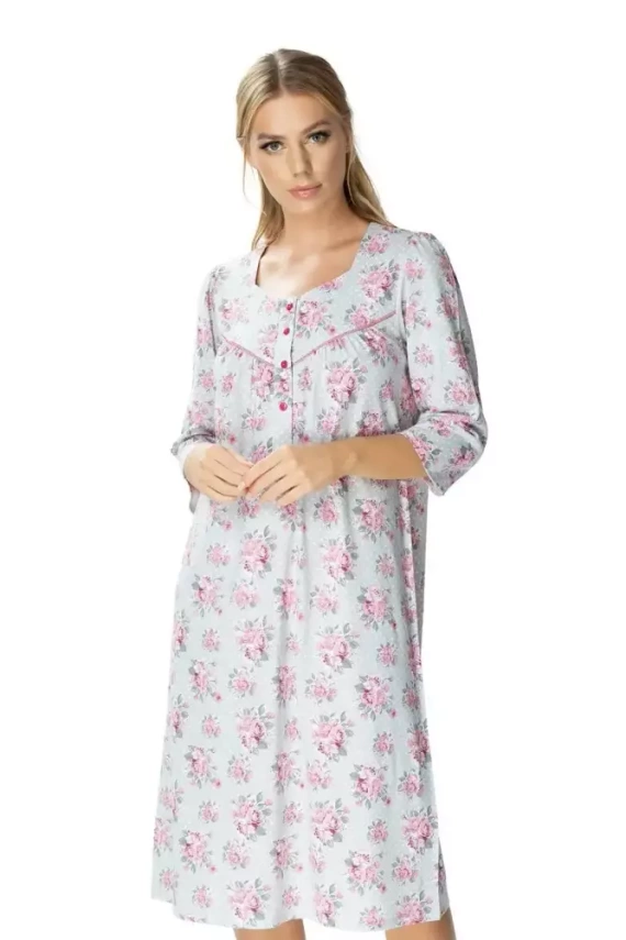 86306 Ingrid koszula nocna rozpinana Mewa kwiaty