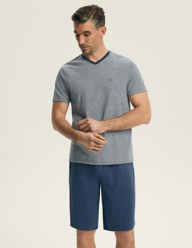 Henderson 44611 Poke piżama męska bawełna krótki rękaw komfort niebieska