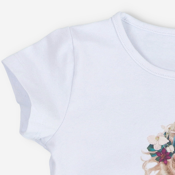 KAR-4007/BIA T-shirt dziewczęcy z krótkim rękawem Lagarto Verde biały 